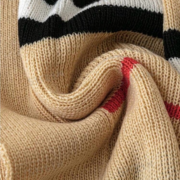 Luxe Plus Size Loose Fit Drop Shoulder Long Sleeve Striped Long Duster Cardigan - Picture 4 of 4